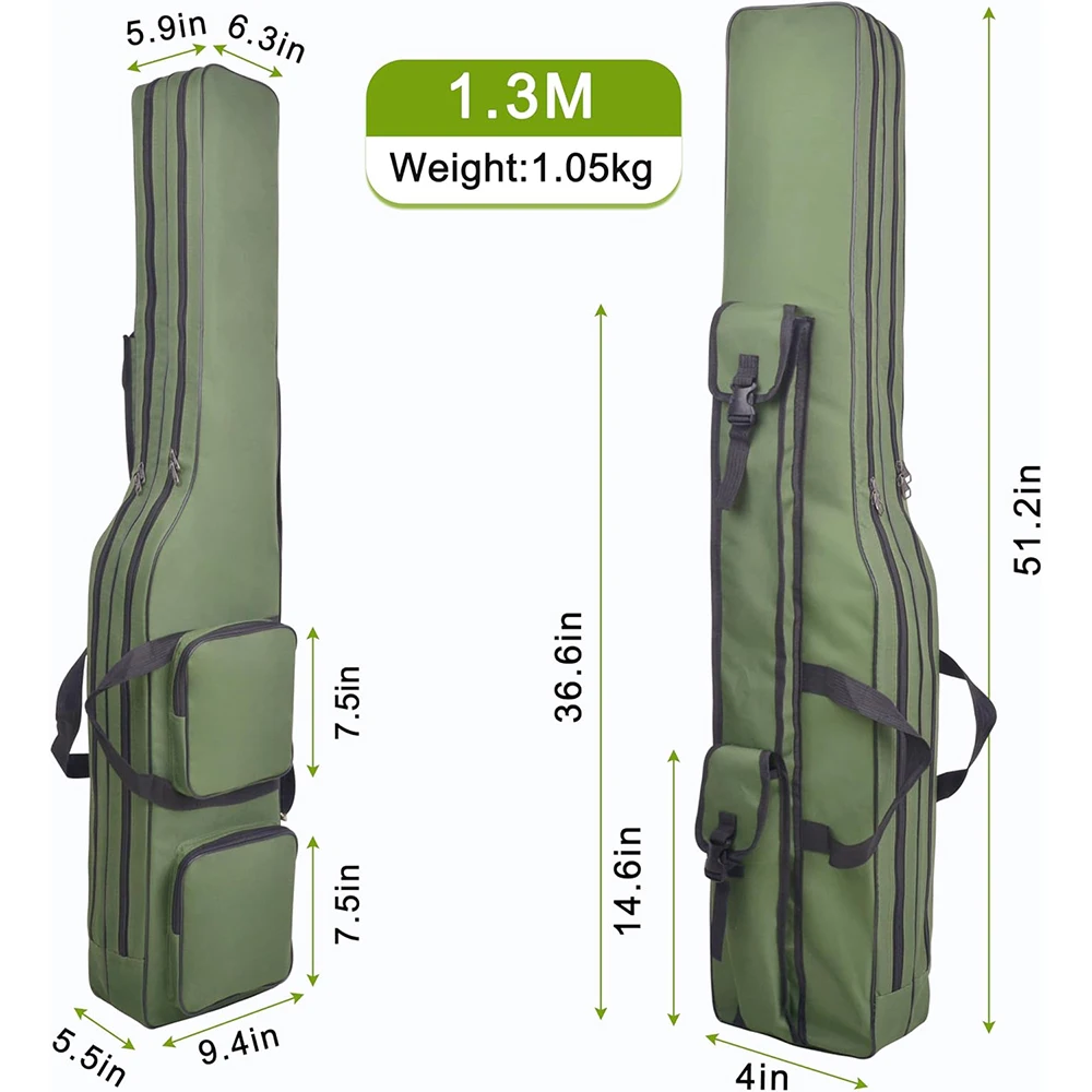 1Pcs Fishing Rod Case Portable Fishing Pole Bag Case 4.27ft Waterproof Fishing Rod Reel Carrier Bag Fishing Tackle Storage Bag