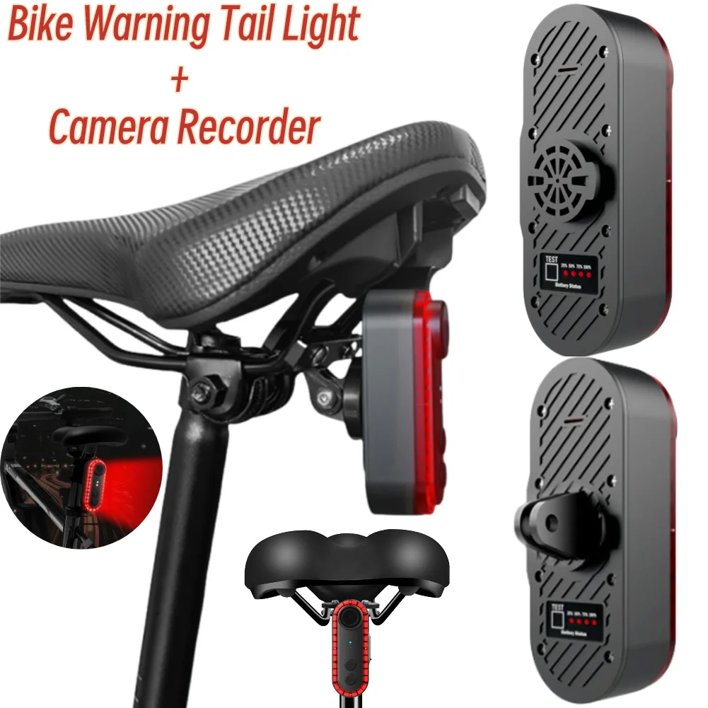 Safety Bicycle Rear Light 1080P HD Bicycle Tail Light Camera Recorder IPX6 Waterproof Continuous Recording 6H for Riding Cycling