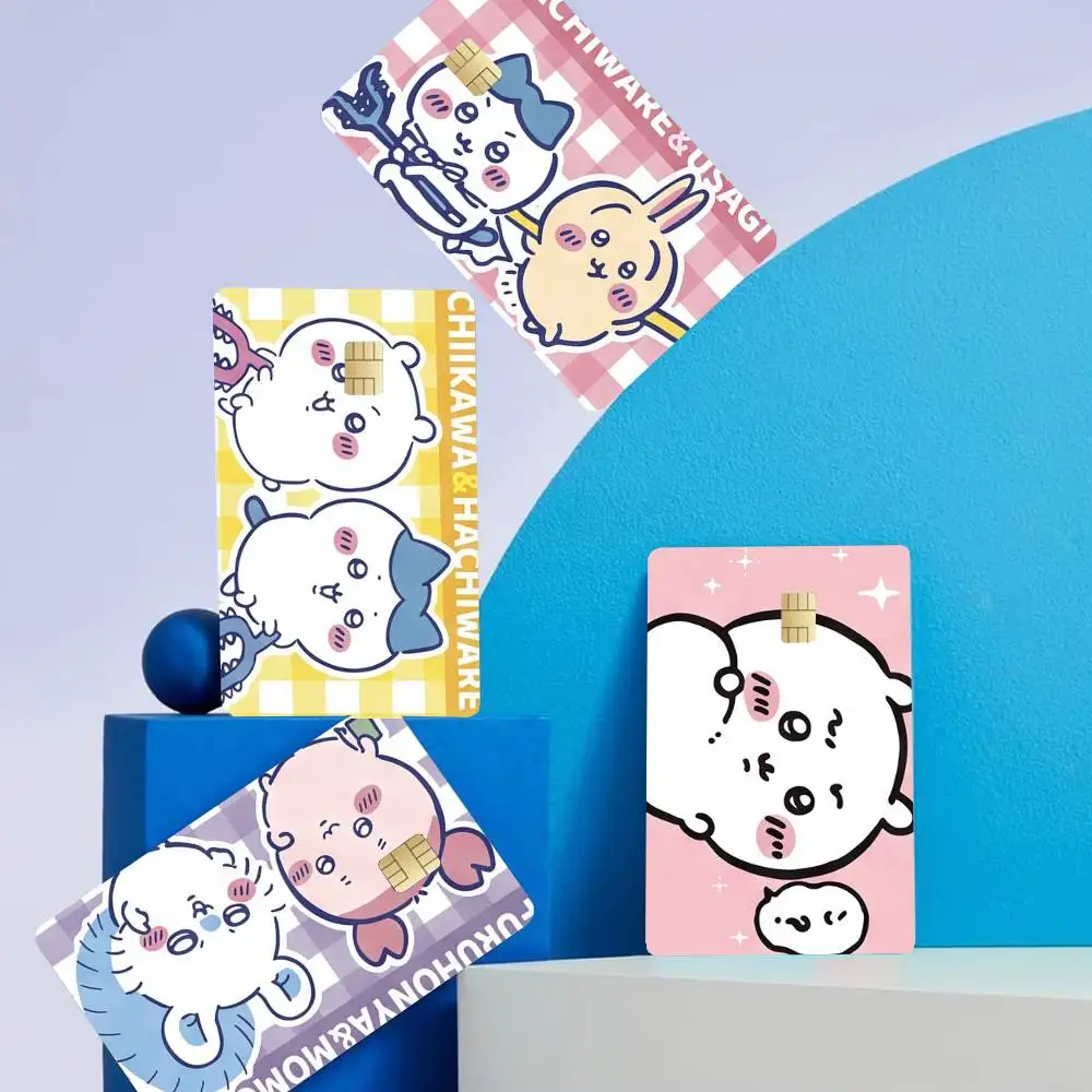 Cartoon Kawaii Chiikawas 4 Stück Kreditkarten-Skin-Aufkleber, geeignet für Bank-Debit-, U-Bahn-, Bus- und Transitpass-Dekorationsabdeckungen – Detail 1