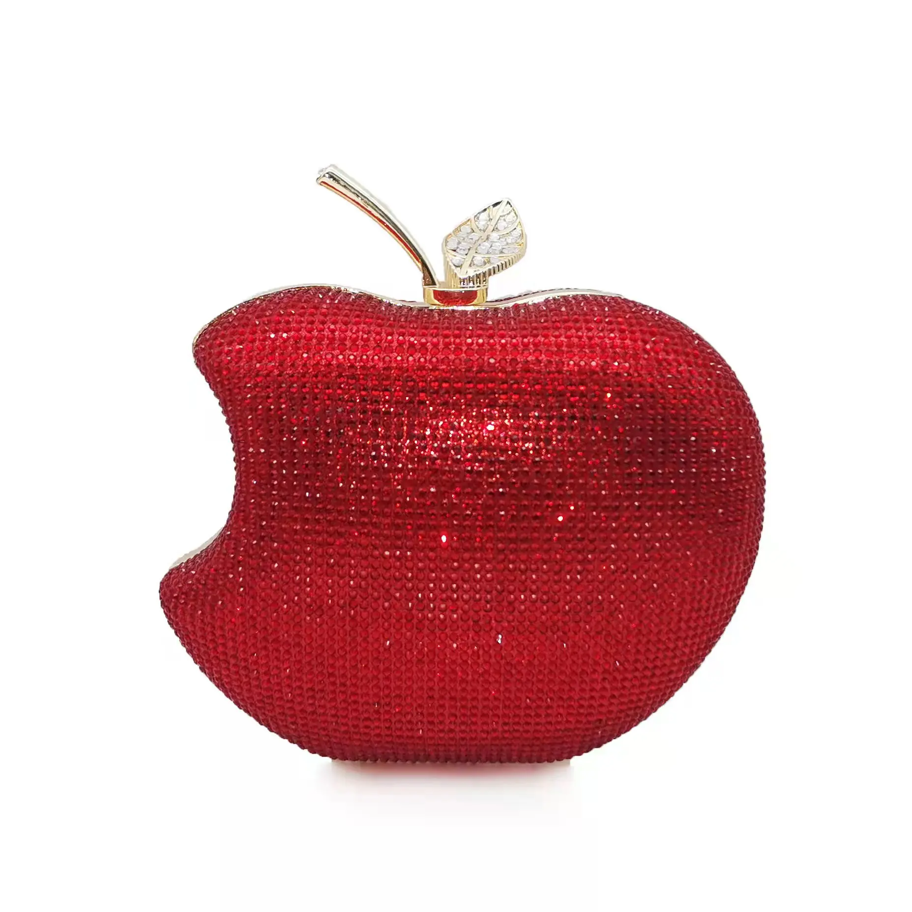 DOYUTIG 2022 New Crystal Apple Shape Evening Bag Female Luxury Clutches Wedding Diamond Beaded Bag Rhinestone Party Bags A277