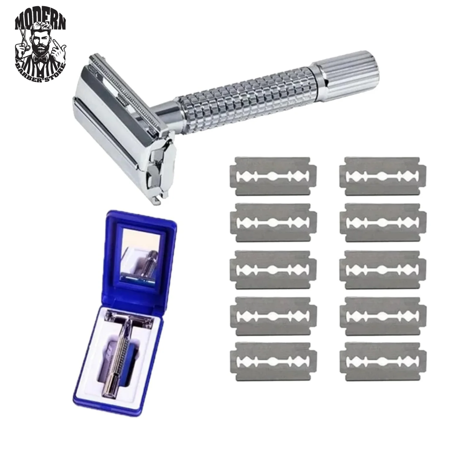 Double Edge Safety Razor For Unisex Shaver Stainless Steel Double Edge Beard Hair Shaver Set Barber Household Trimmer Blades Box