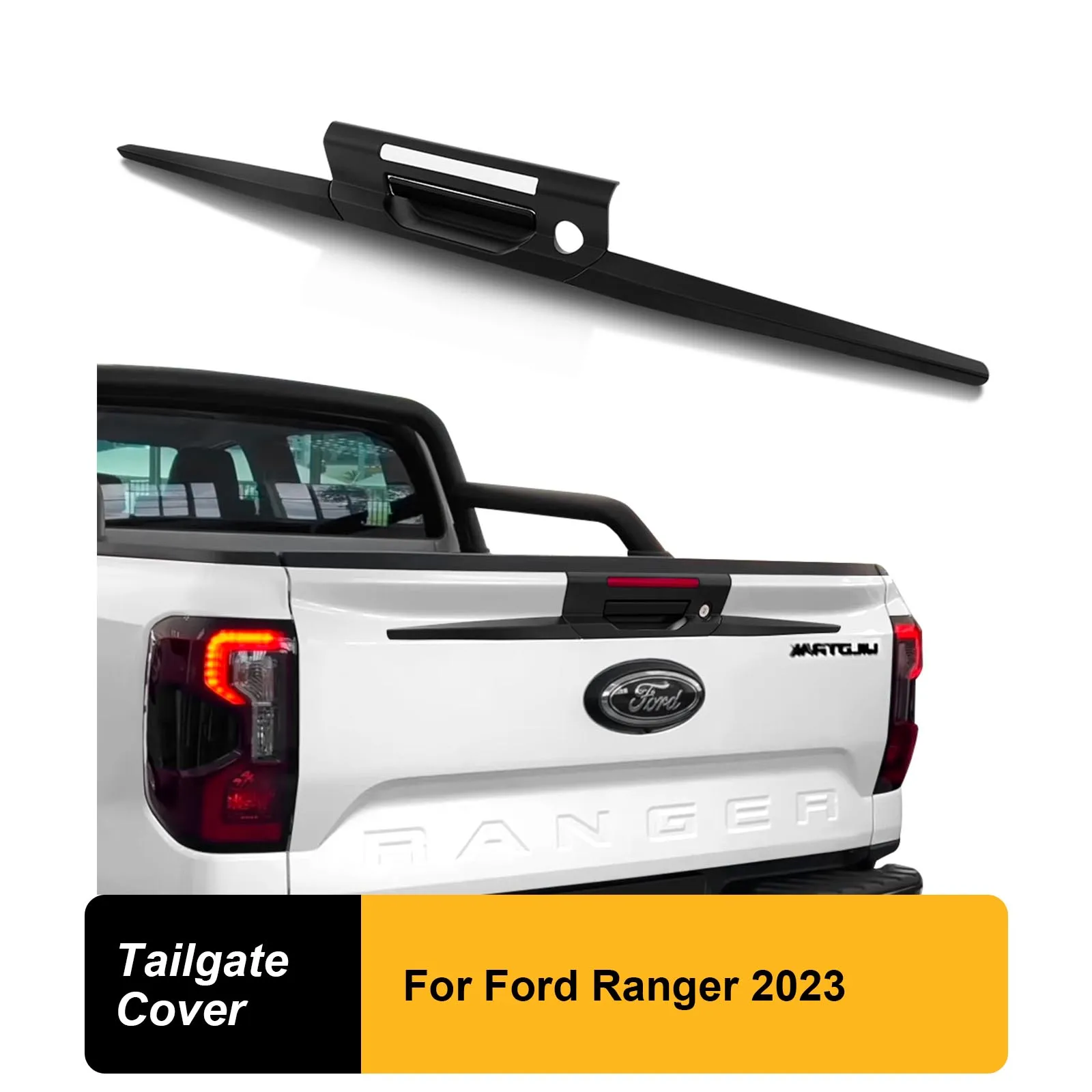 Tailgate Cover Rear Handle Trim Guard With Keyhole For Ford Ranger Wildtrak T9 2022 2023 Next Generation Accessories