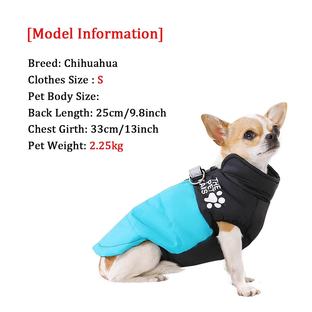 Roupas quentes para animais de estimação inverno reflexivo traje do cão macio à prova de vento com zíper casaco com anel d para cão pequeno chihuahua labrador