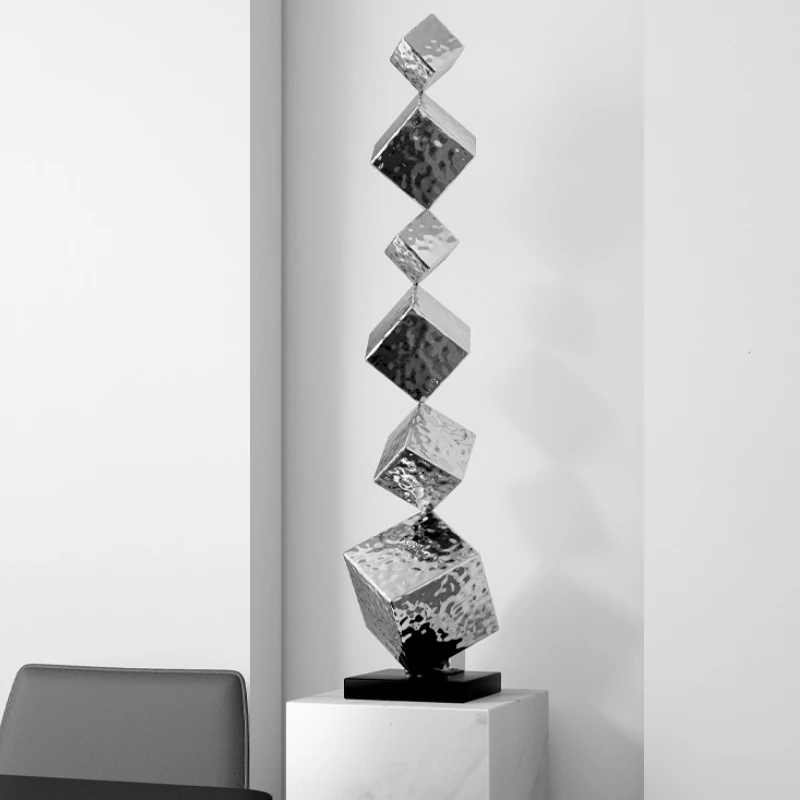 Floor Sculpture Modern Home Decoration Nordic Luxury Groot Crafts Art Interior Accessories Geometric Stainless Steel Living Room