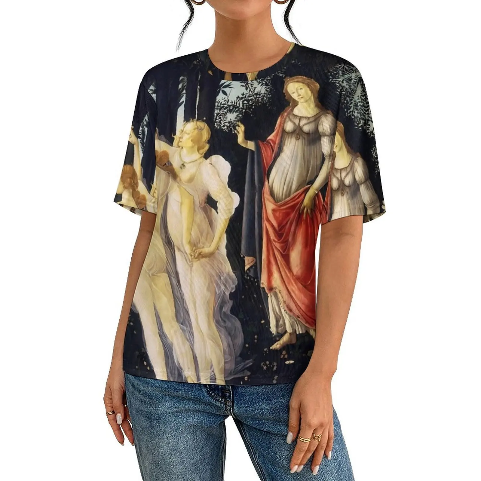 Plus Size T-Shirt Summer Sandros Botticelli T Shirts La Primavera Streetwear Crewneck Tshirt Couple Fashion Printed Tees