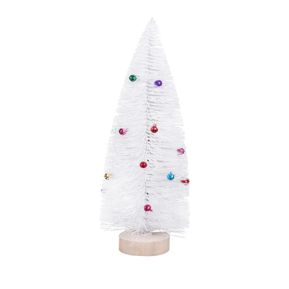 

15-30CM Mini White Christmas Tree with Colorful Bells Glitter Christmas Silk Cedar Lifelike Plastic Artificial Xmas Pine Tree