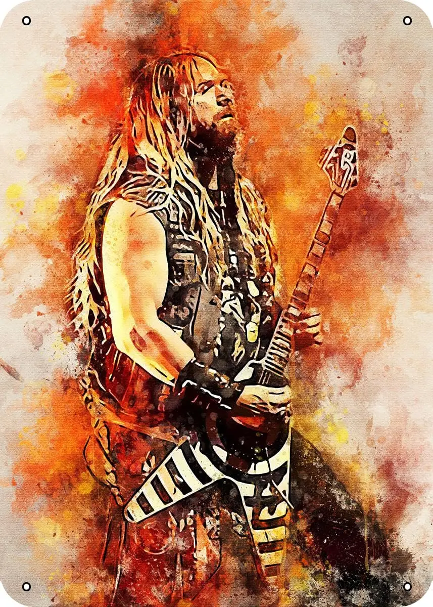 Watercolors Zakk Wylde Guitarist Metal Tin Sign 8