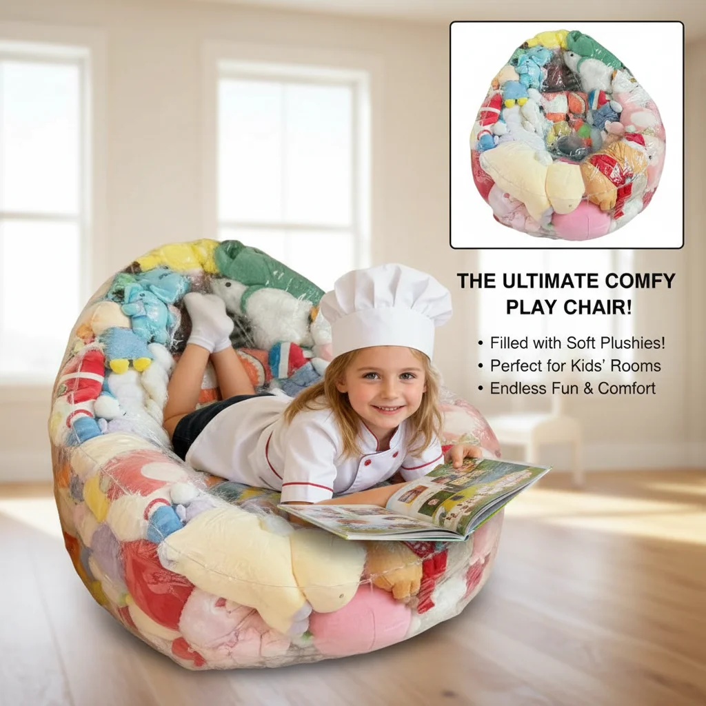 Transparent Inflatable Sofa Seat Organizer with Large Capacity PVC Toy Storage Plush Bag Multi-Purpose Storage Solution