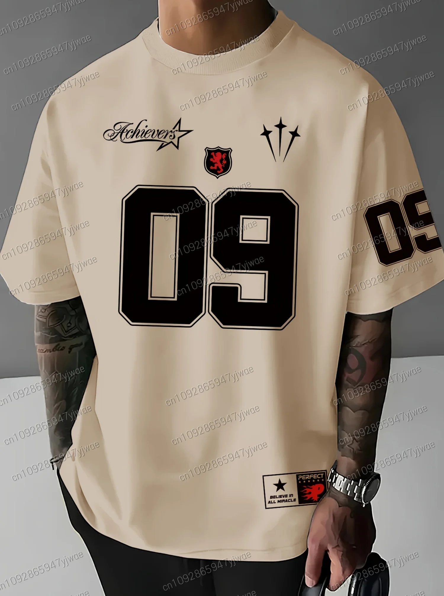 Kaus Lengan Pendek Leher-o Pria Baru Kaus Kasual Uniseks Olahraga Atasan Jersey Ukuran Besar Dewasa Gambar Cetak No.9 Pakaian Pria