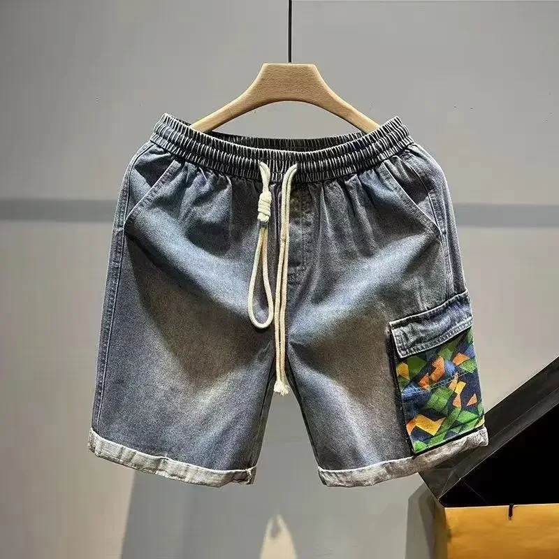 Pantalones cortos de mezclilla para hombre con bolsillos, pantalones vaqueros cortos de Hip Hop multicolores para hombre, moda coreana de verano