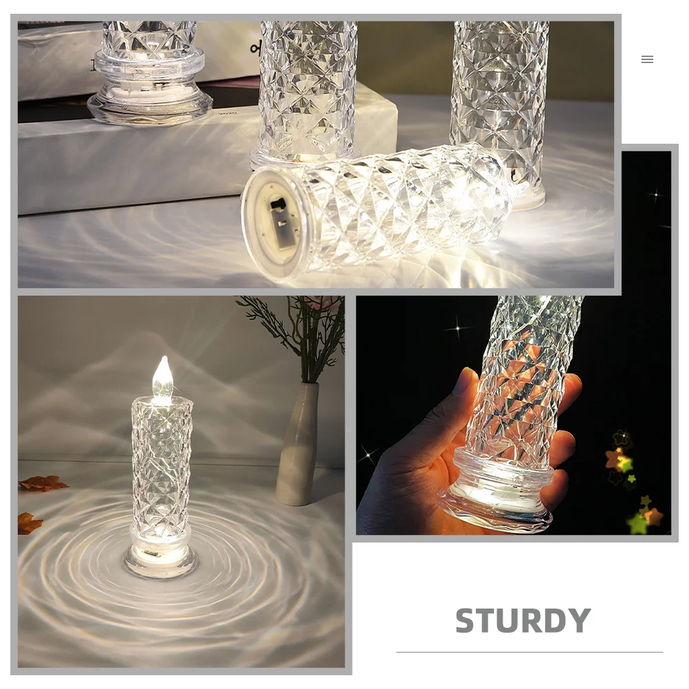 

6Pcs Night Light LED Rose Flower Lamp Flickering Flameless Candles for Party Wedding Home Decor Accessory