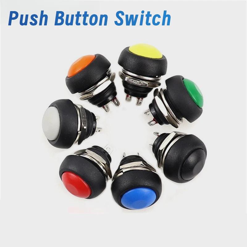 10 Pcs/lot PBS33B Small PBS-33B Circular Reset Horn Button Switch 12mm Red Yellow Green White Black Blue 3A 250V