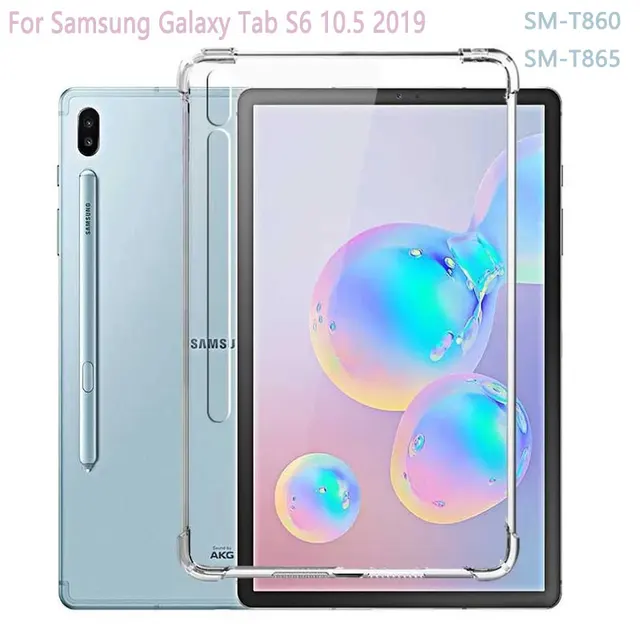 Silikonowa poduszka powietrzna do Samsung Galaxy Tab S6 10.5 "2019 SM-T860 T865 przezroczysty miękki TPU tylny pokrowiec na tablet odporny na wstrząsy