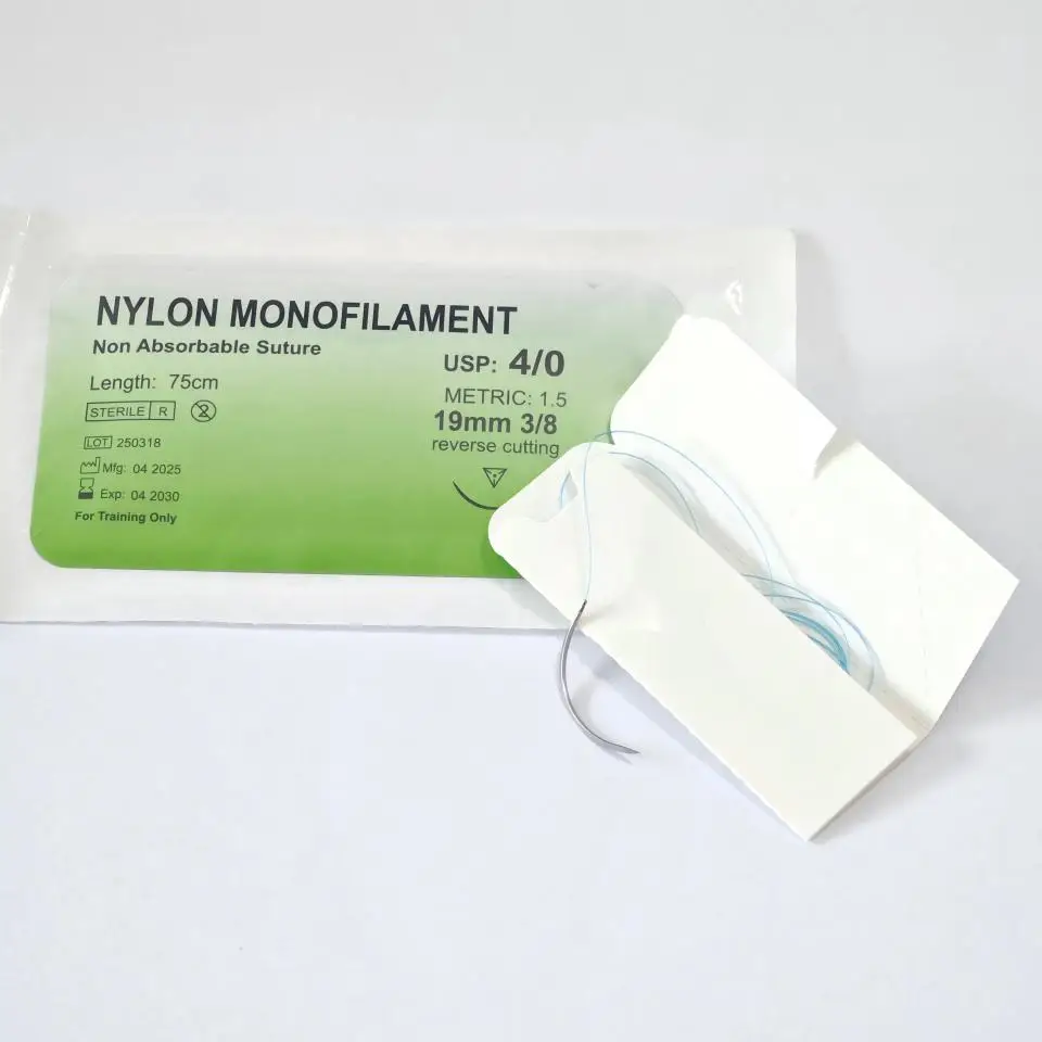 100Pcs Dental Student Oral Surgery Training Thread with Needle Nylon Monofilament Non Absorbable Kit USP 2/0 3/0 4/0 Practice