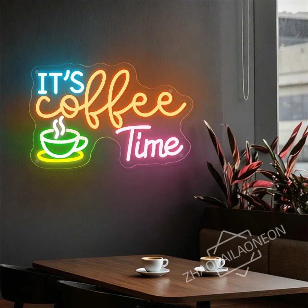 It's Coffee Time Neon Sign coffee Bar Decoration LED Neon Coffee Logo Coffee Bar Accessories Restaurant Bar Art Party Decor - view 4