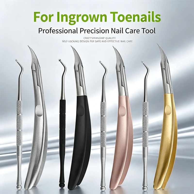 2PCS Stainless Steel Pedicure Set Ingrown Toenail Cuticle Nipper Cuticle Pusher Nail Cleaner Foot Manicure Care Tools