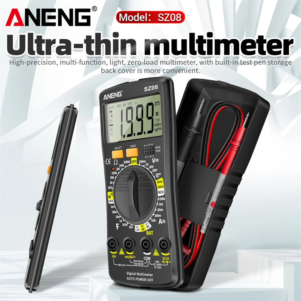 ANENG SZ08 Professional Digital Multimeter 2000 Counts Ultra-thin Storage Handheld Split LCD Auto Voltmeter DC AC Voltage Tester