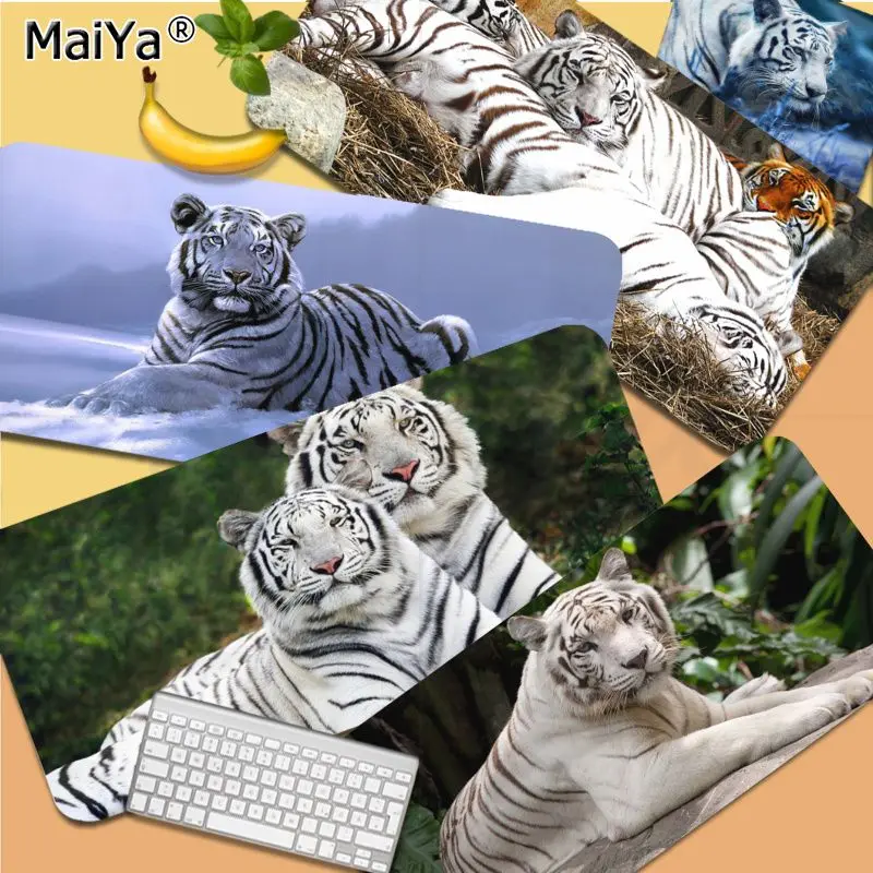 

White Tiger animal Mousepad Beautiful Durable Rubber Mouse Mat Pad Size for CSGO Game Player Desktop PC Computer Laptop