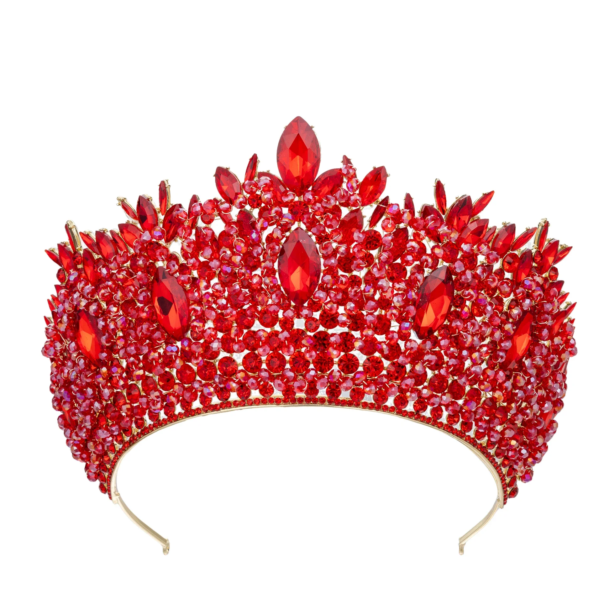 Baroque Wedding Crowns For Pageant Miss Universe Big Crystal Bridal Tiara Crown For Wedding Bride Diadem Hair Jewelry Headdress