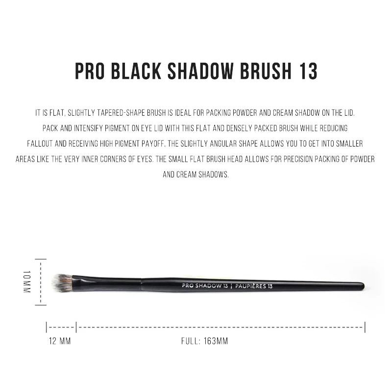 Makeup Brush Pro Black Eye Shadow Brush #13 Flat slightly Tapered Eyeshadow Blending Cosmetic Brush