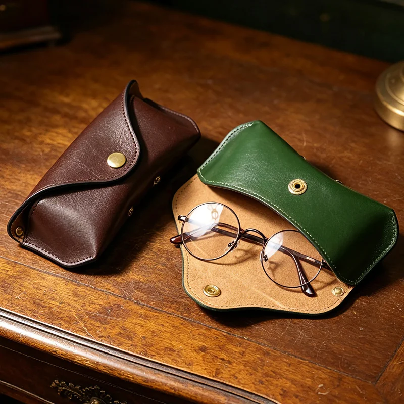 Genuine Leather Glasses Bag Creative Design Light Luxury Fashion Sunglasses Case Outdoor Simple Portable Storage Box