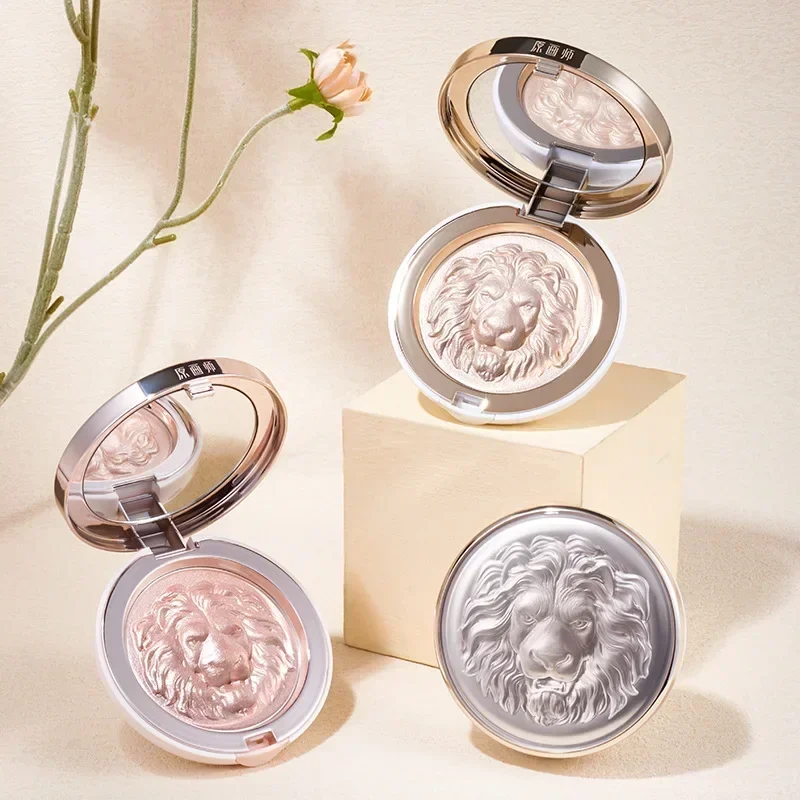 KEY ANIMATOR Highlighter Powder Palette Makeup Long-lasting Glow Face Contour Illuminator Beauty Cosmetics Lion Head Relief