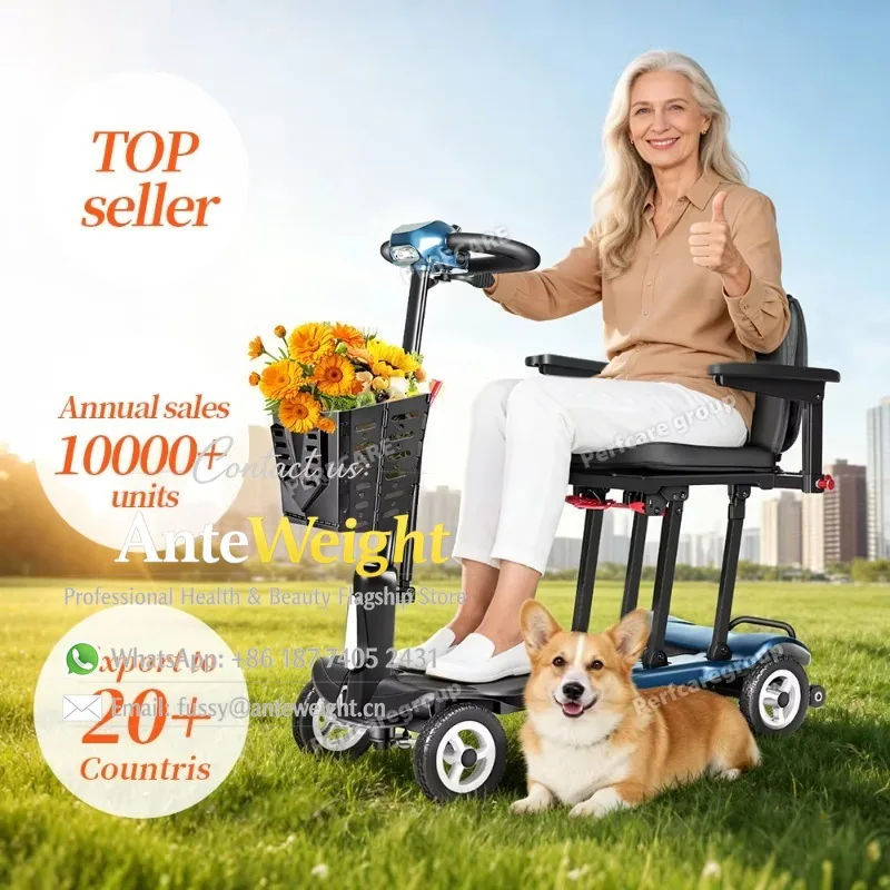 14kg Lightweight Drive Effortless Mobility Scooter Portable Wide Armrests Seat Extra Lithium Battery for All Users