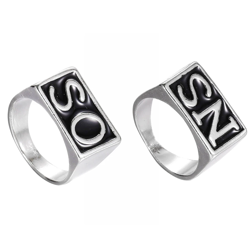 2 uds Sons of Anarchy TV SOA Cosplay SONS anillos plata Mayans MC Steampunk Rock anillos hombres accesorios de Cosplay regalos