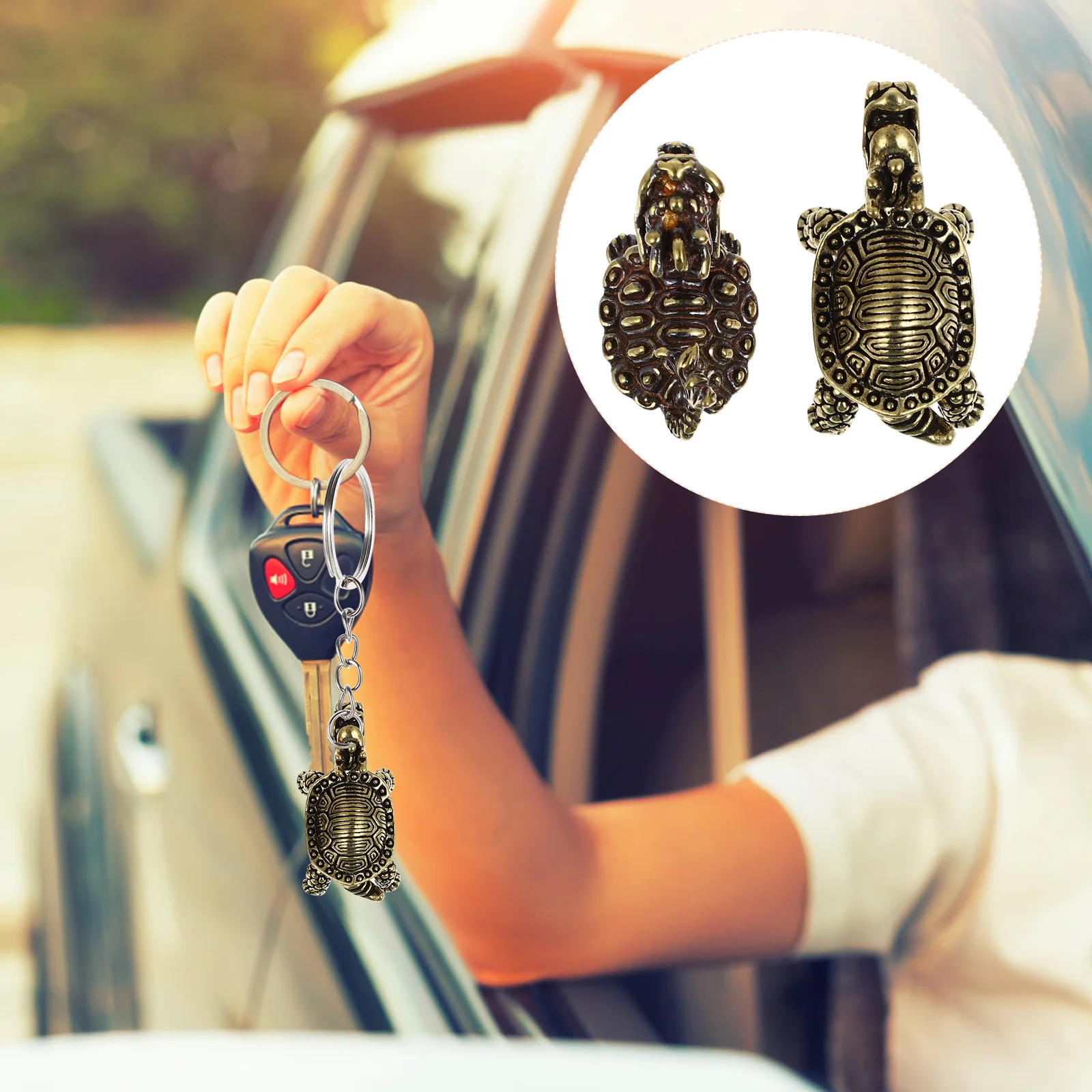 

2Pcs Dragon Turtle Brass Pendants Multi-Function DIY Keychain Decorative Vintage Jewelry DIY Craft Accessories