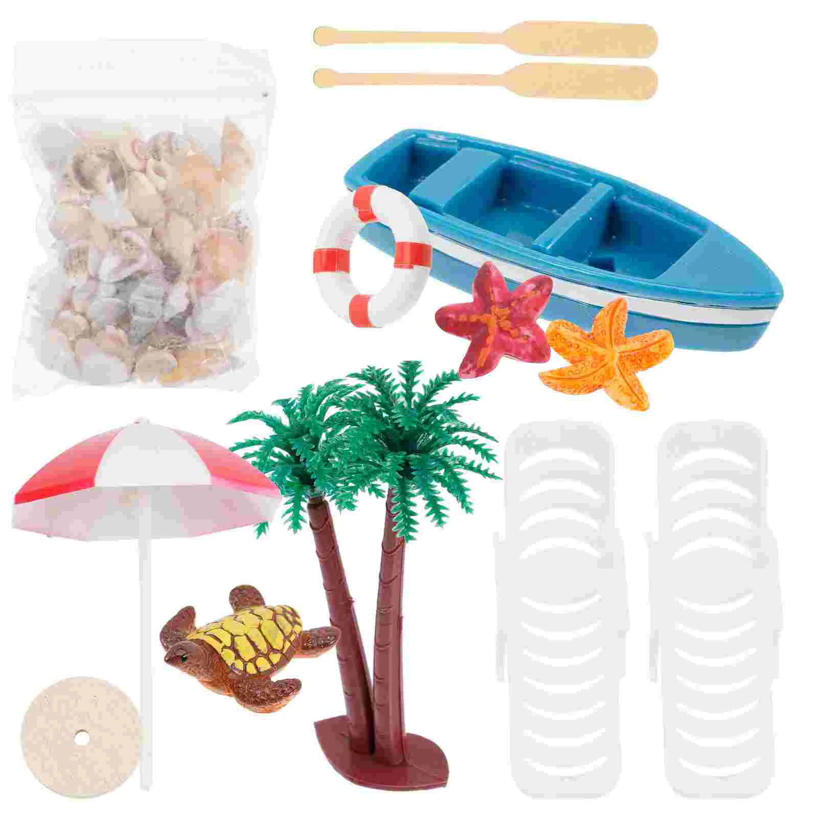 

House Beach Highly Simulated Decorations Micro Style Mini Miniature Ornament Summer Plastic Scene Umbrella