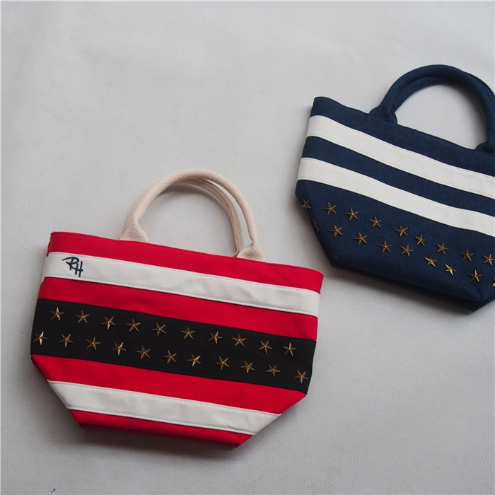 حقيبة رون هيرمان النسائية ذات النجوم المعدنية والخطوط الملونة، حقيبة يد نسائية ناعمة بأسلوب كوري، بطانة من البوليستر، حقيبة ك...