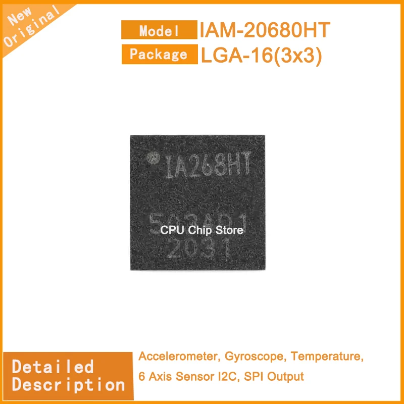 1PCS  New Original  IAM-20680HT  IAM-20680 Accelerometer, Gyroscope, Temperature, 6 Axis Sensor I2C, SPI Output