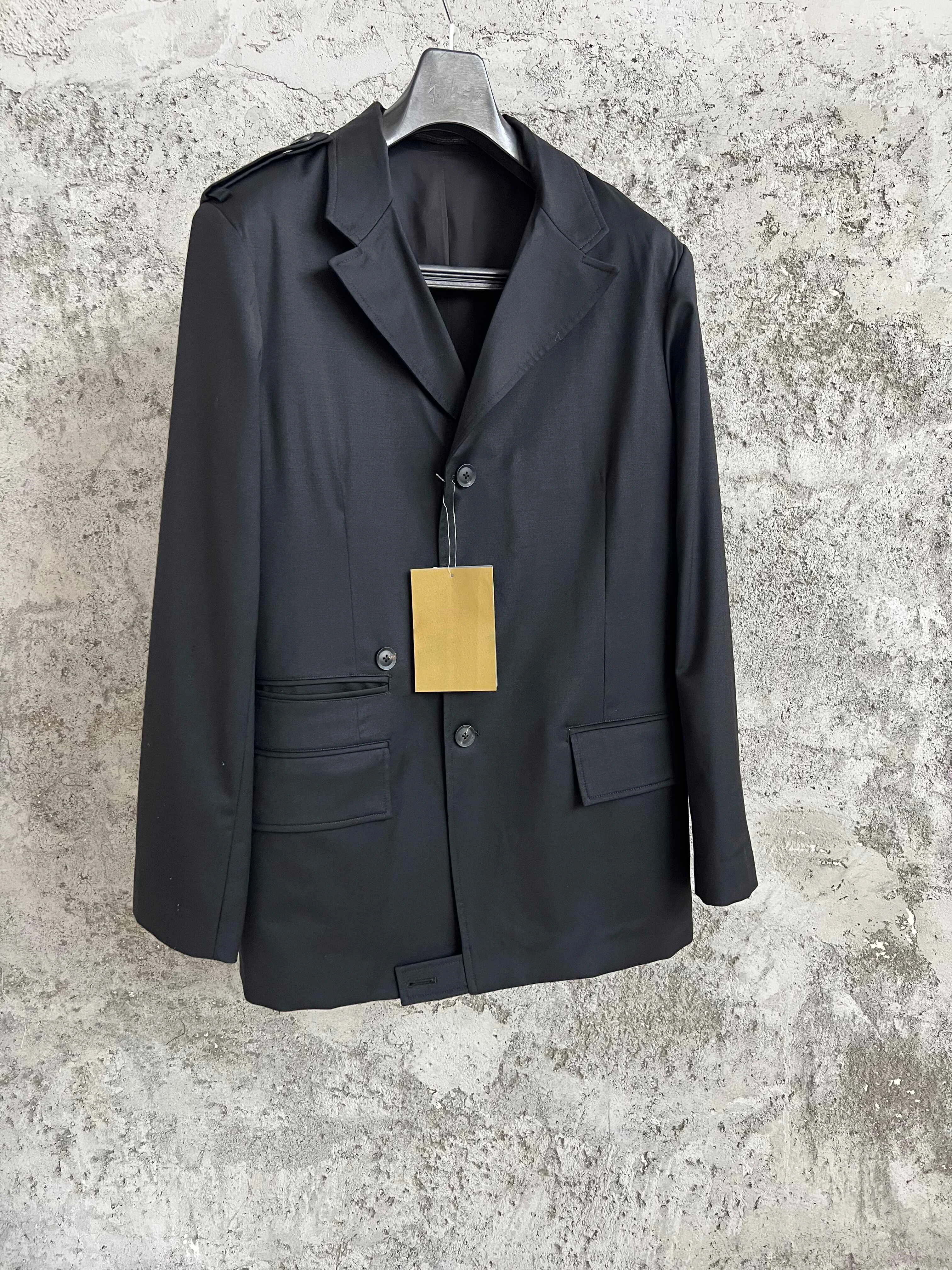 TOP-YAMAMOTO British tweed lapel button stand-up collar jacket suit Wool Harris coat