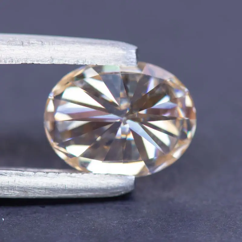Moissanite Stone Oval Shape Natural Tea Yellow Color Charms Gemstone DIY Ring Necklace Earrings Main Materials with Certificate