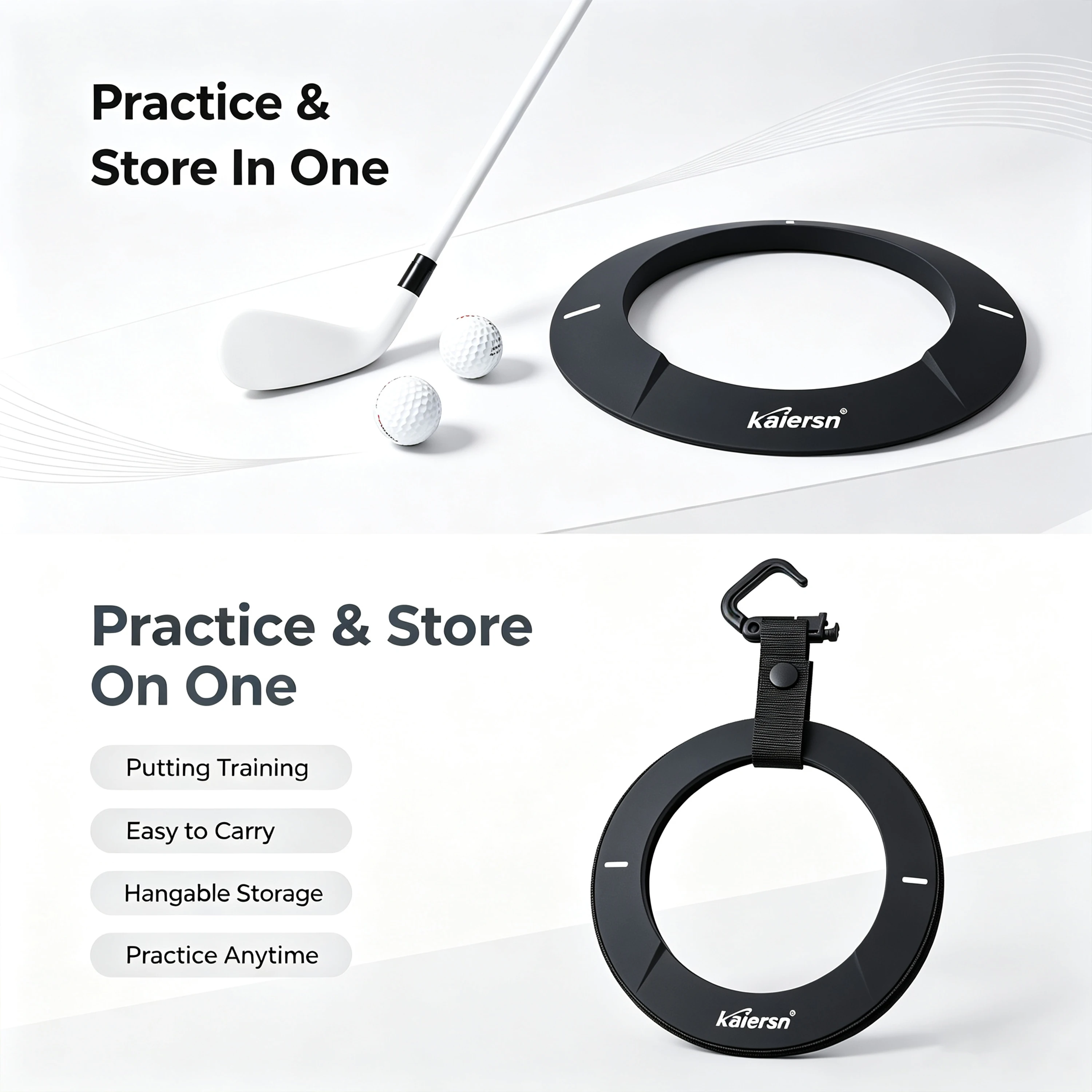 KaiersnSilicone Golf Putting Disc mit Haken, tragbarer, rutschfester Putting-Übungsring für Indoor- und Outdoor-Golf-Putting-Training. – Detail 5