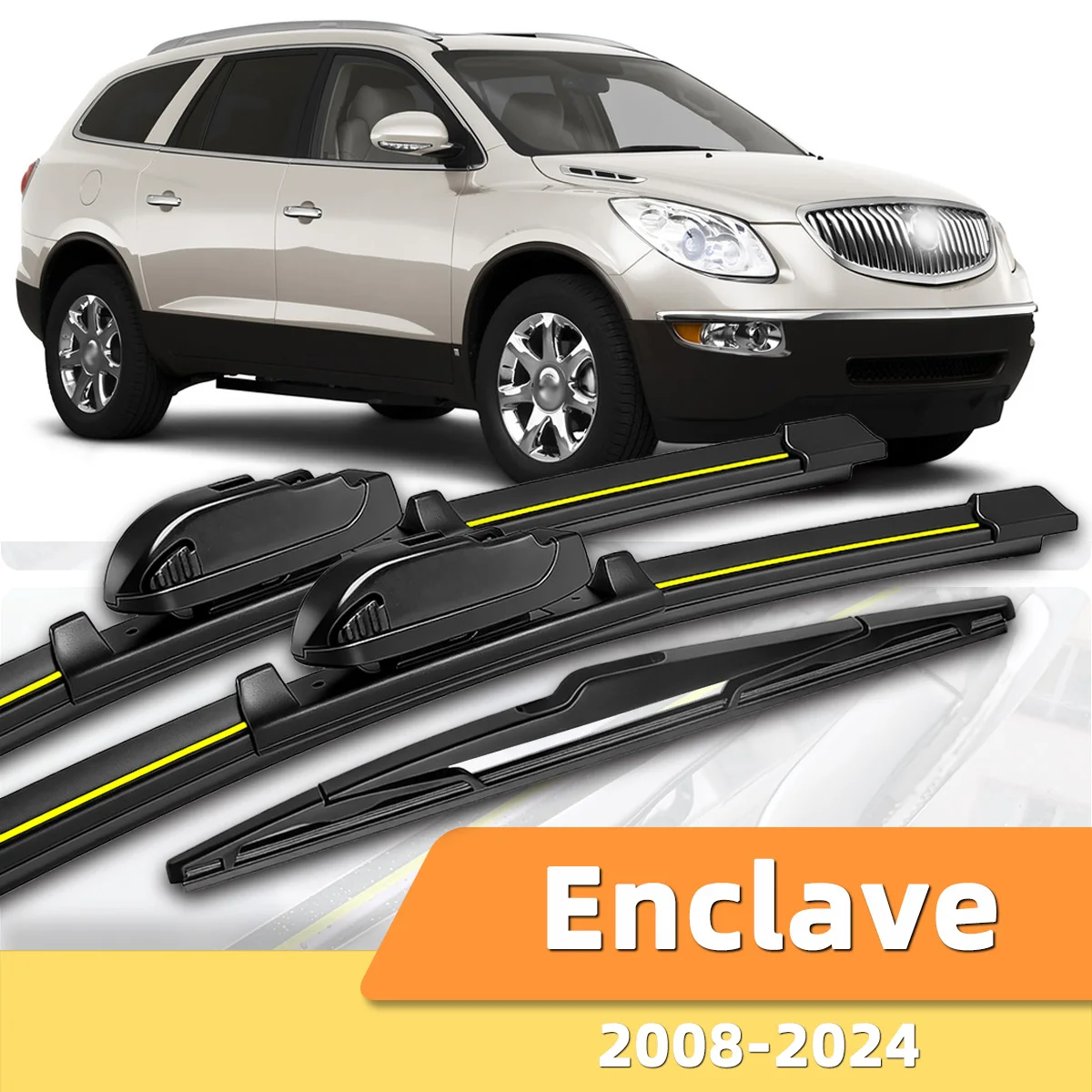 3 limpiaparabrisas delanteros y traseros adecuados para Buick Enclave 2008-2024, accesorios para parabrisas de automóviles 2010 2015 2018 2022