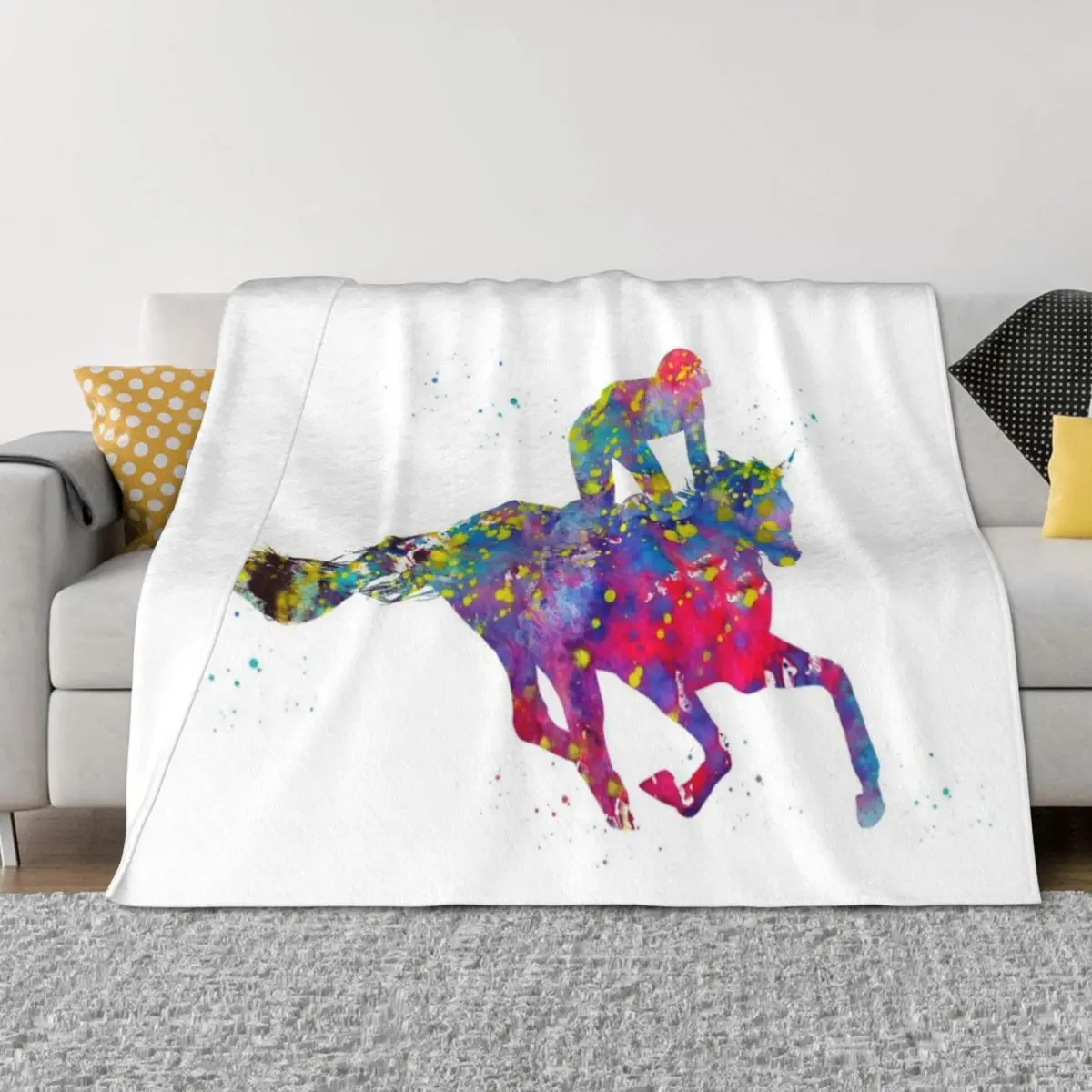 

Horse Racing Throw Blanket Blankets Sofas Of Decoration Bed Thermal Blankets