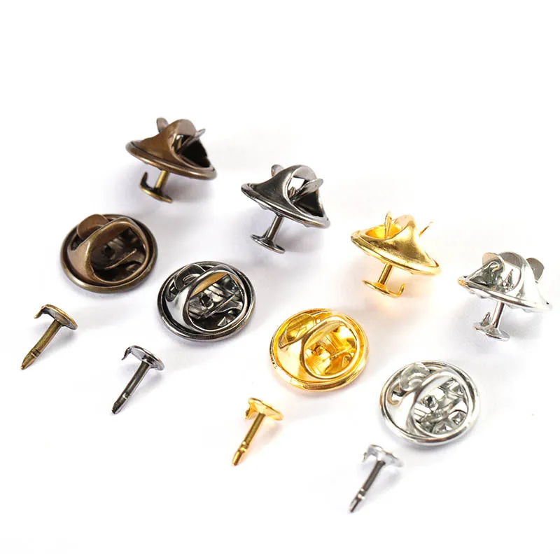 30/50/100Pcs Metal Locking Pin Back Brooch Badge Holder Lapel Base For DIY Jewellery Material Making Supply Craft Accessories