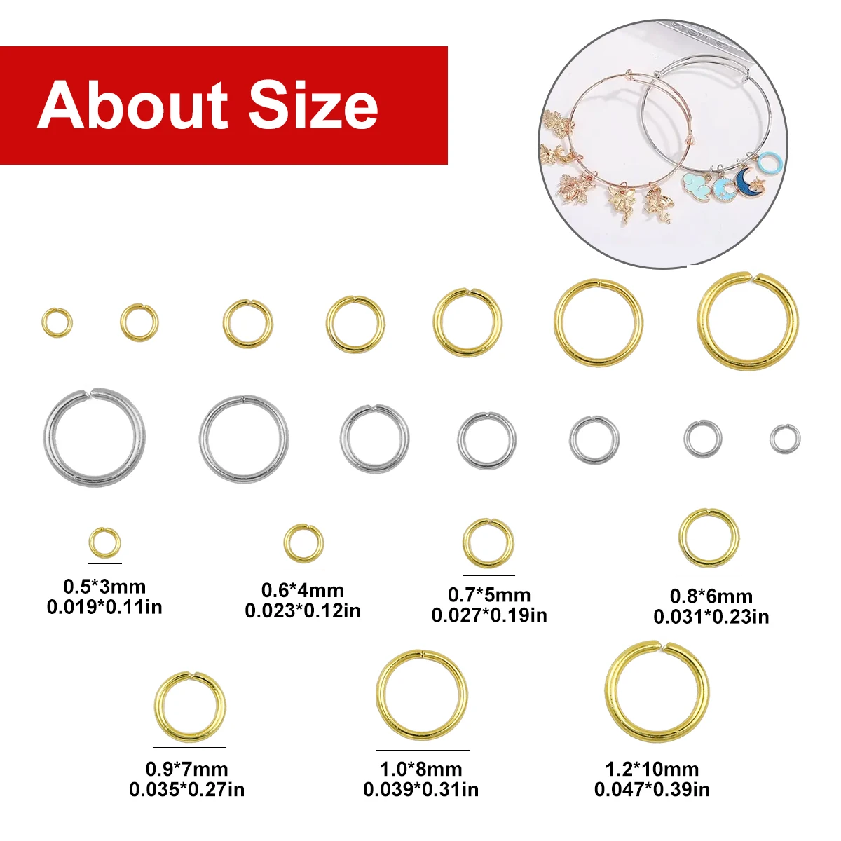 3/4/5/6/7/8/10mm 50-200pcs/lot Stainless Steel Open Jump Rings Cold Color Split Rings Connectors DIY Jewelry Making Accessories