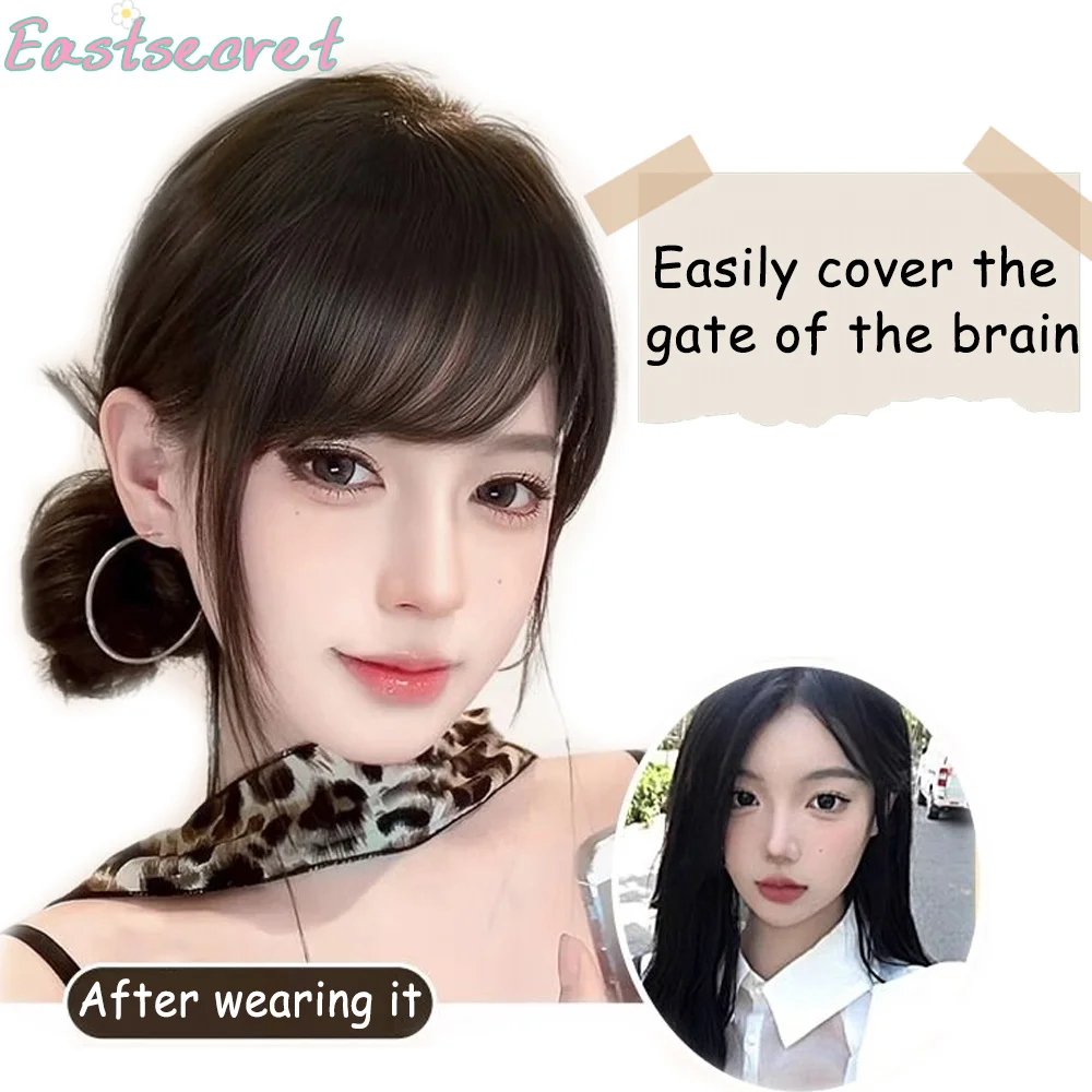 EASTSECRET Synthetic Air Bangs Hairpiece Women Mini Fake Bangs Black Brown Hairpiece Extension For Girls