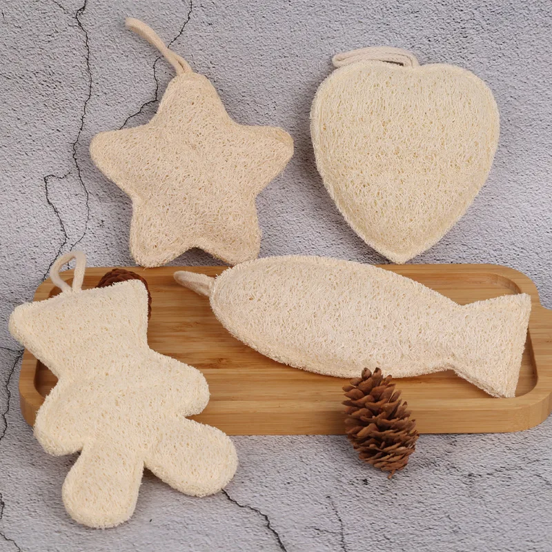 Natural Loofah Bath Scrub Towel Cartoon Shapes Natural Exfoliating Bath Cloth Double-sided Thickened Cleaning Bath Tools