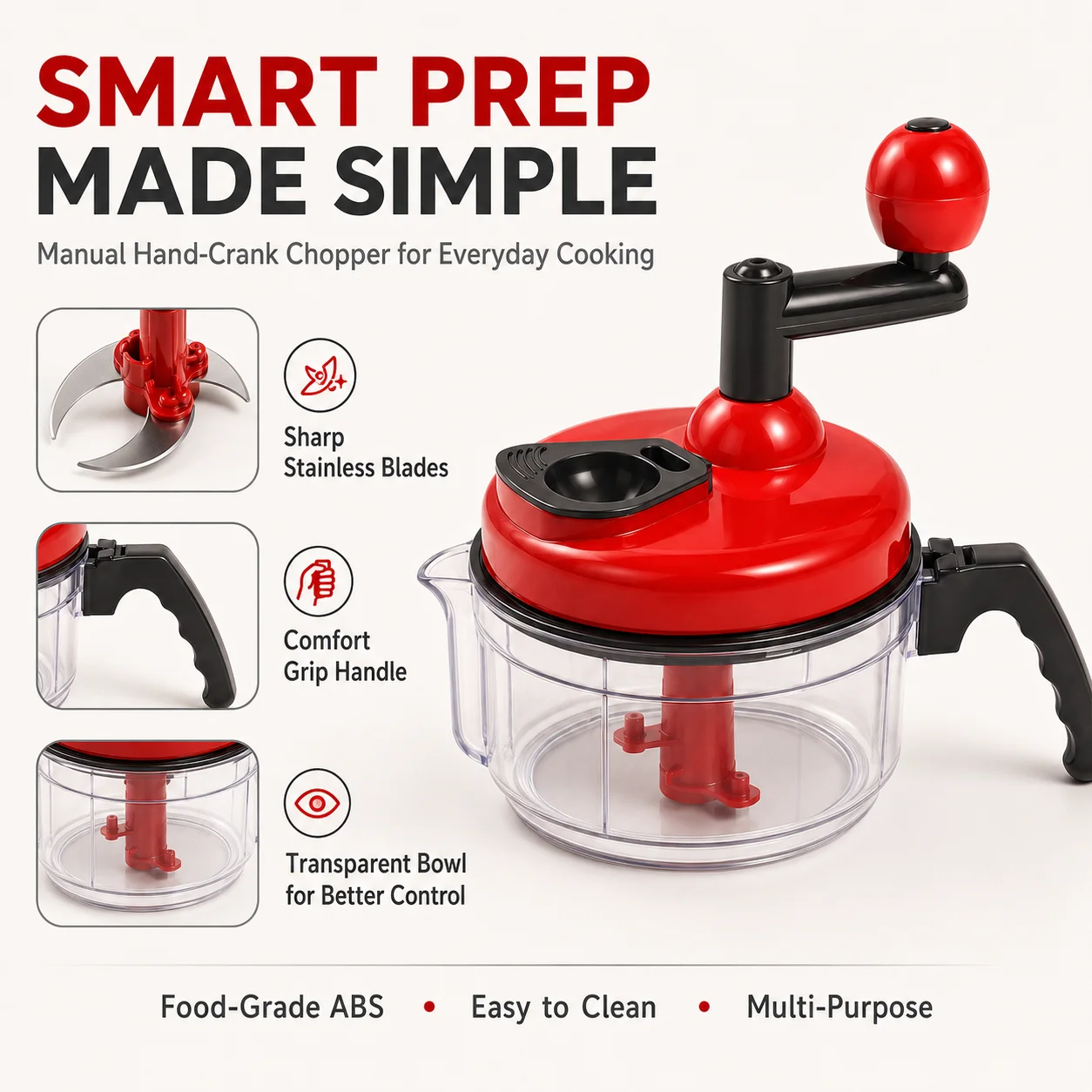 Manual Food Chopper Quick Hand Crank Vegetable Processor Onion Garlic Dicer Mincer Egg Mixer Blender Meat Grinder Kitchen Tools