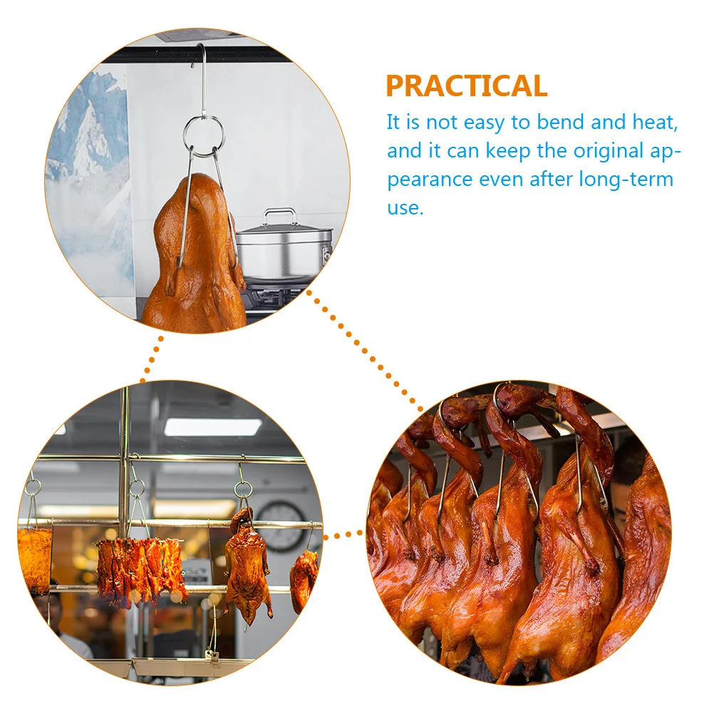 

5Pcs Stainless Steel Roast Hook Meat Hanging Hooks for Barbecue Grill Multifunctional Sausage Hanger Kitchen Supply