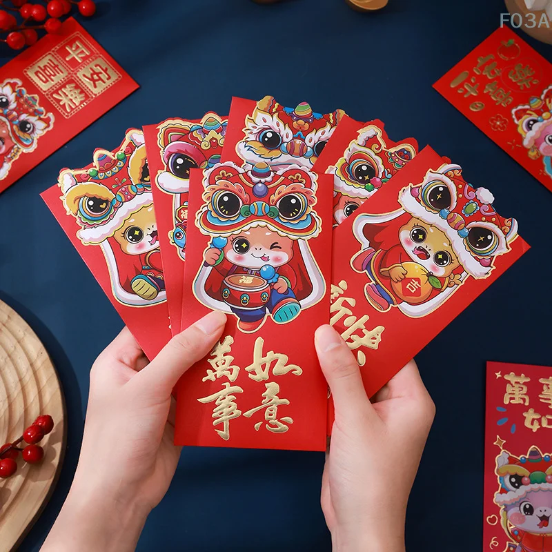 6Pcs Chinese New Year Red Envelopes 2025 Snake Year Red Packets Lucky Money Pockets For Lunar Year Spring Festival Favor