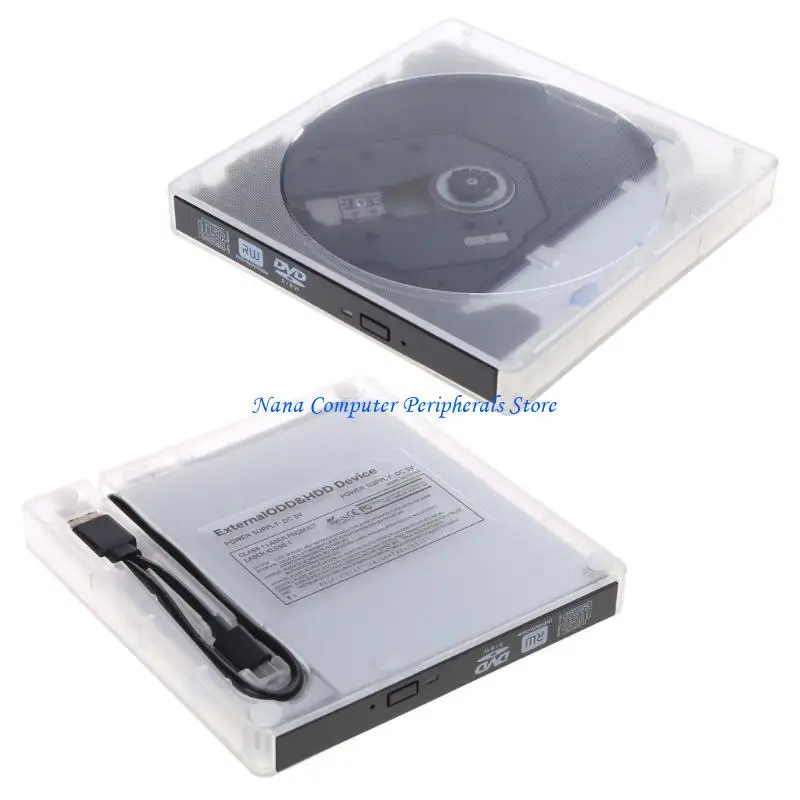 F68C Transparent External DVD Drive USB Type C Protable USB ROM DVD + Optical Drive Player Reader Writer