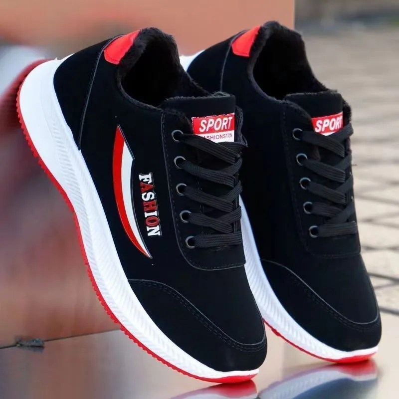 2025 New Men's Shoes with Velvet Warm Cotton Shoes Men's Sports Shoes Single Cotton Same Leather Face Men's Shoes