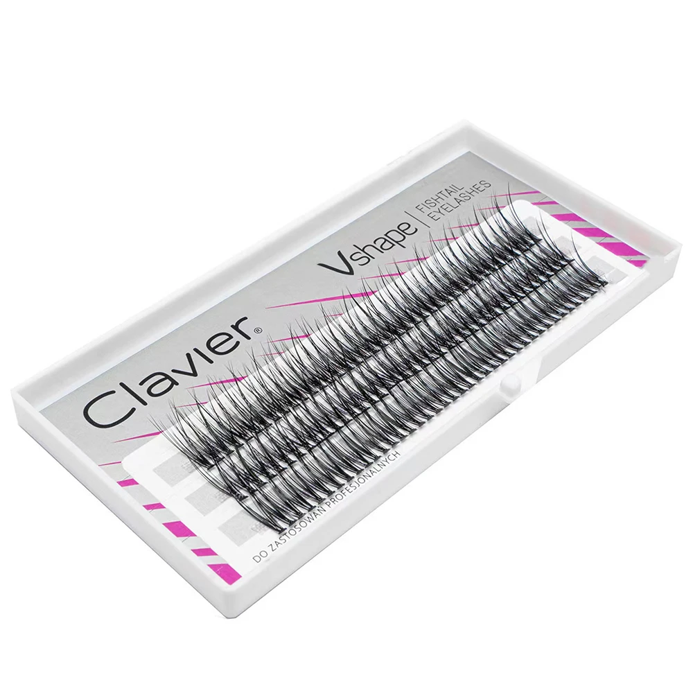 Clavier Vshape Silk Cluster-lashes Professional Makeup Individual Eyelash Extension Natural Appearance C-type False Eyelashes