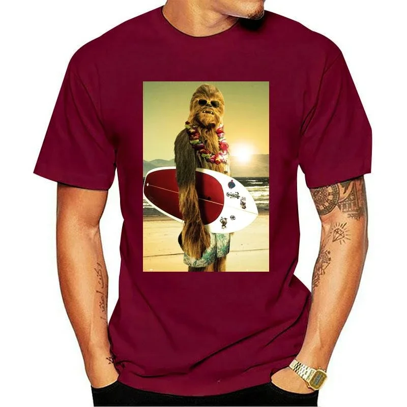 Man Clothing Chewbacca Surfing T-Shirt - Funny S Top Cool Birthday Present Gift Dad