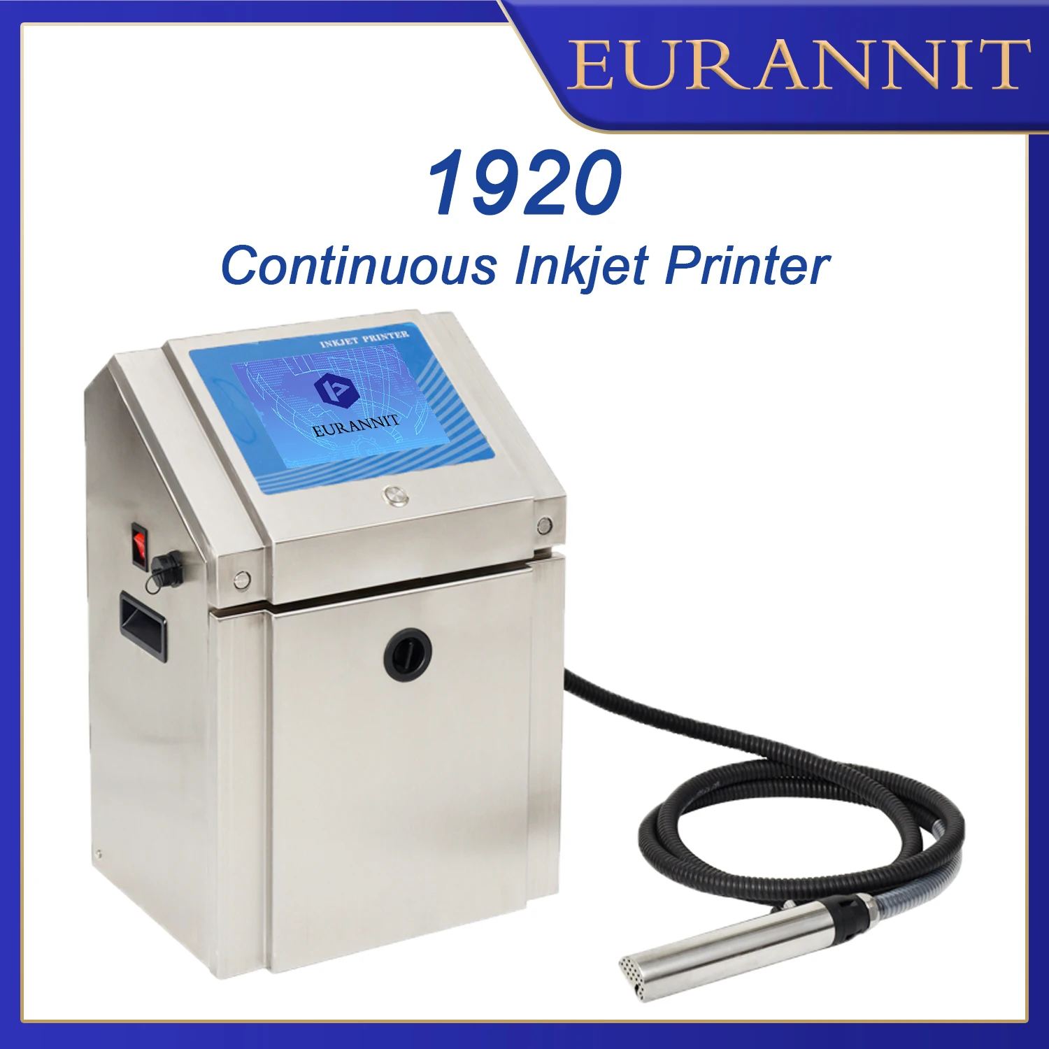 EURANNIT E1920 Automatic Batch code Number date Plastic Pipe Bottle Bag pvc egg cable online printer CIJ Inkjet Printer