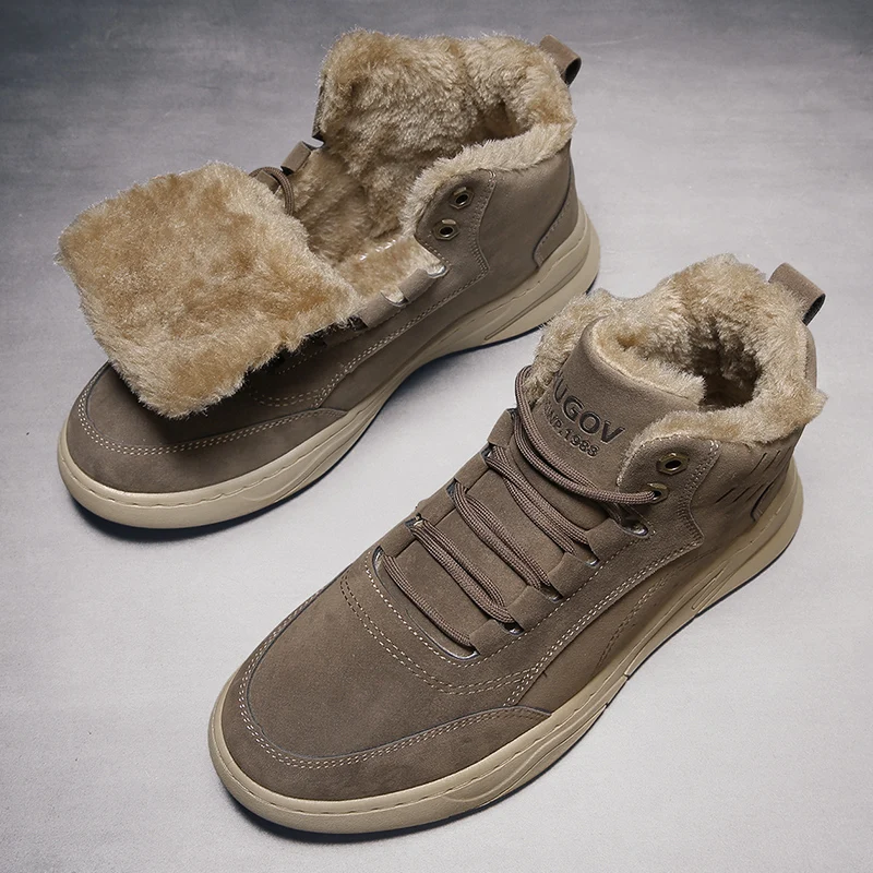 Super Warm Winter Men Boots With Fur Men Sneakers Fashion Snow Boots Men Suede Leather Shoes Winter Men Snow Shoes Hombres Botas